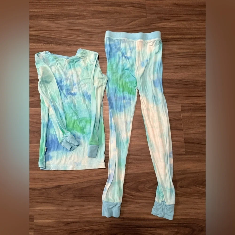 Little Sleepies Bamboo Pastel Tie-Dye Kids Long Sleeve Pajama Set size 5/6